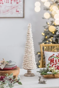 Fringe Embellished Christmas Trees, Set of 2