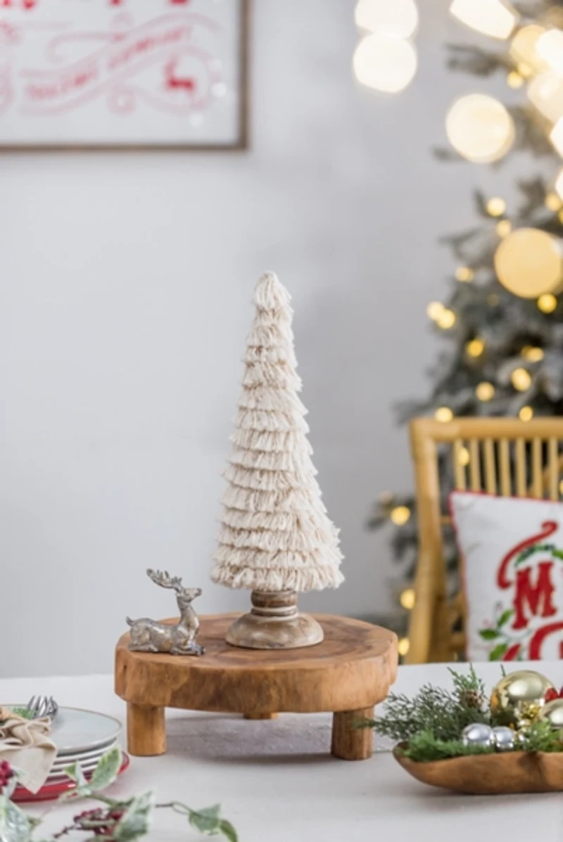 Fringe Embellished Christmas Trees, Set of 2