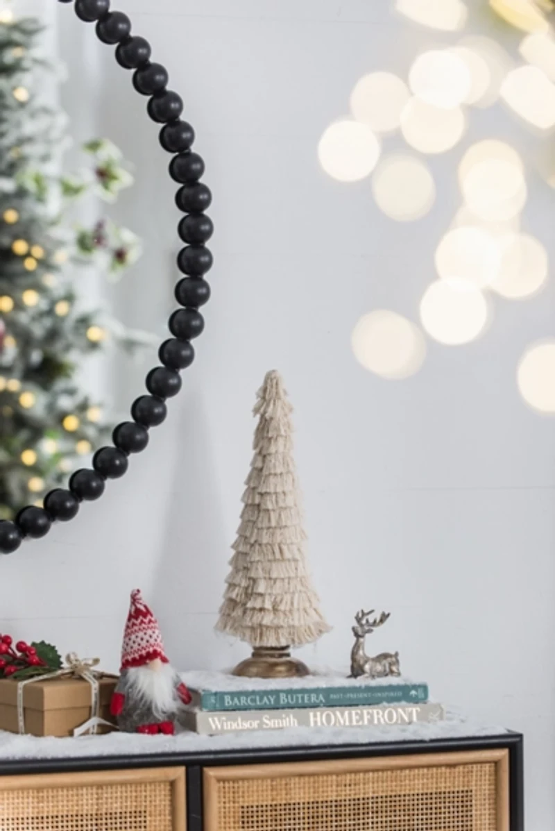 Fringe Embellished Christmas Trees, Set of 2