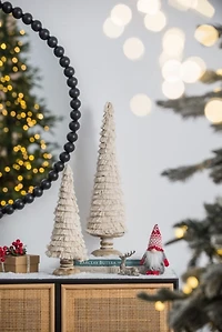 Fringe Embellished Christmas Trees, Set of 2