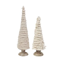 Fringe Embellished Christmas Trees, Set of 2