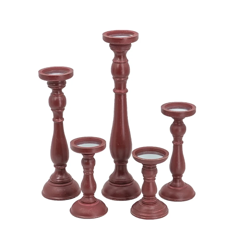 Wood Spindle Taper Candle Holders
