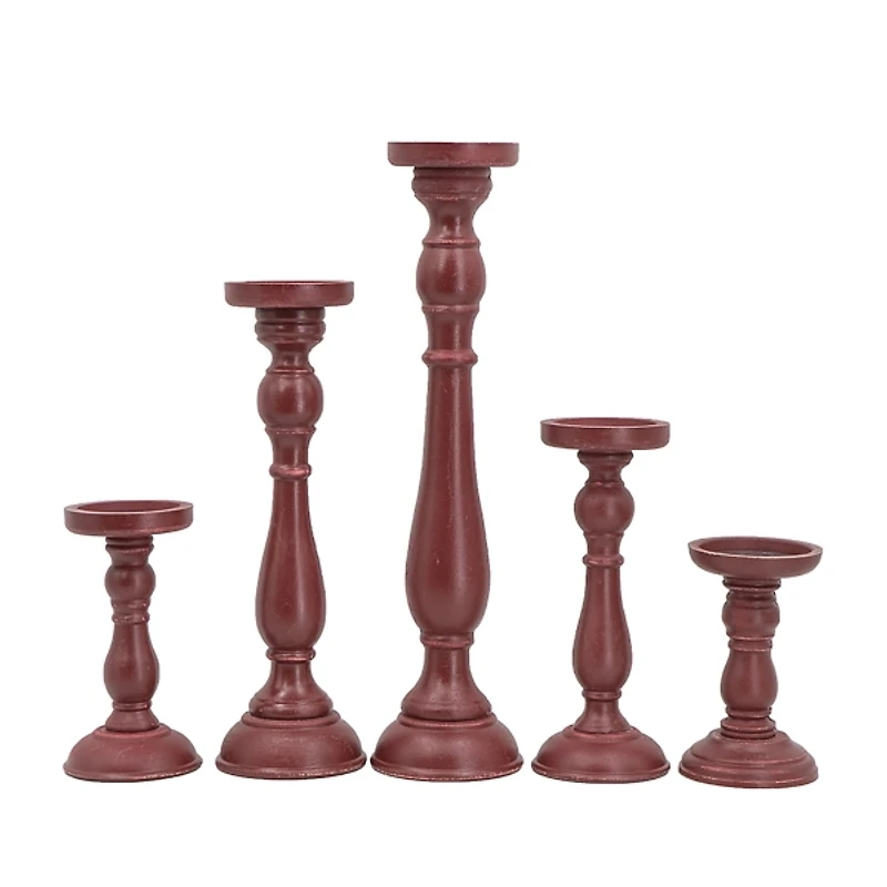 Wood Spindle Taper Candle Holders