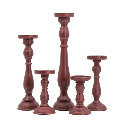 Wood Spindle Taper Candle Holders