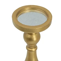 Gold Wood Spindle Taper Candle Holders, Set of 5