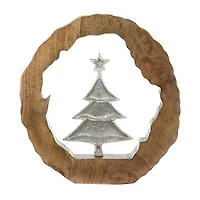 Silver Christmas Tree Wooden Frame Decoration