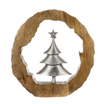 Silver Christmas Tree Wooden Frame Decoration