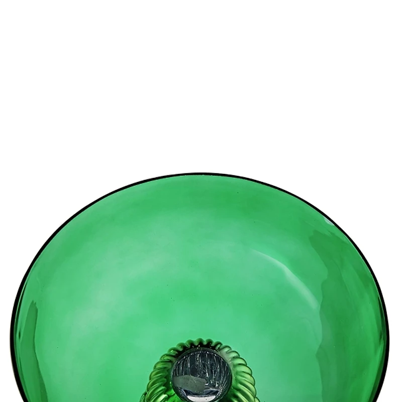 Green Glass Vase with Gold Pedestal Base