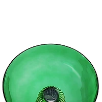 Green Glass Vase with Gold Pedestal Base