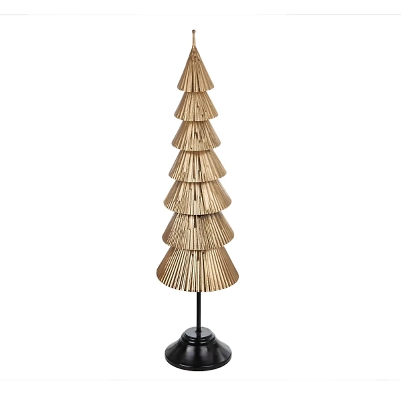 Gold Iron Christmas Tree on Black Base, 47 in.
