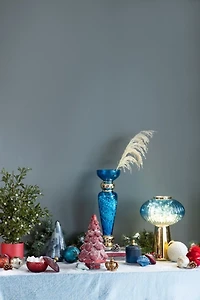Blue Glass Cone Shaped Christmas Tree, 10 in.
