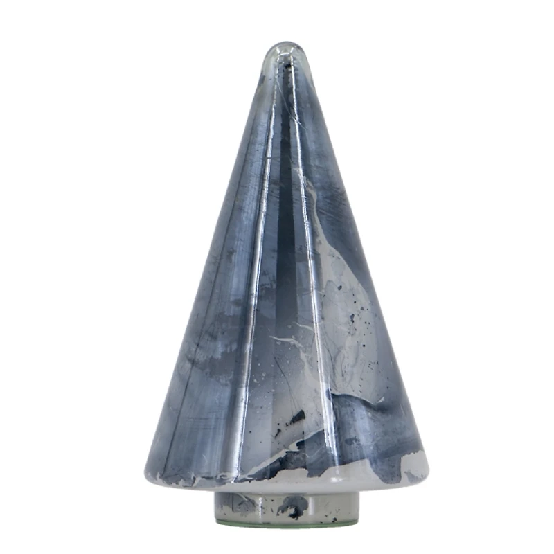 Blue Glass Cone Shaped Christmas Tree, 10 in.