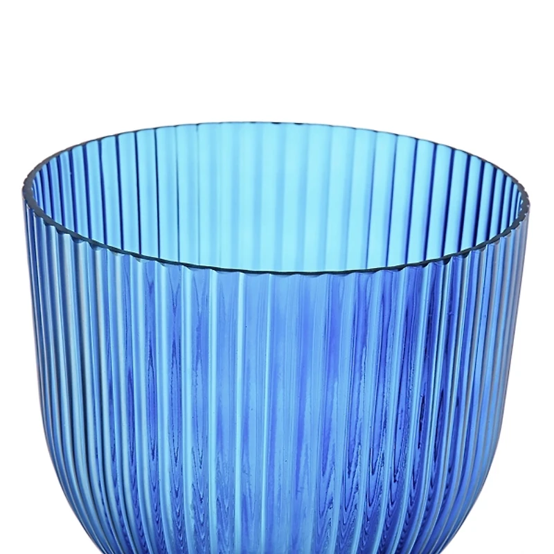 Blue Glass Vase with Silver Pedestal Base, 16 in.
