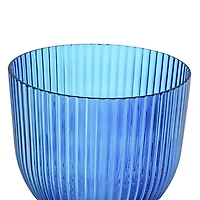 Blue Glass Vase with Silver Pedestal Base, 16 in.