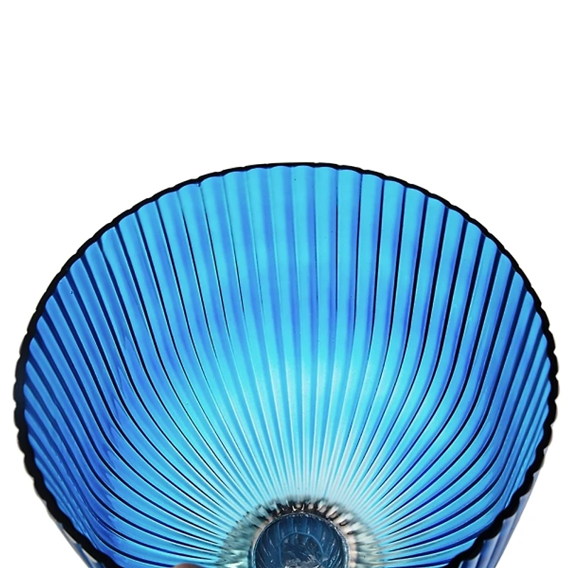 Blue Glass Vase with Silver Pedestal Base, 16 in.