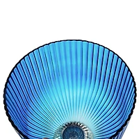 Blue Glass Vase with Silver Pedestal Base, 16 in.