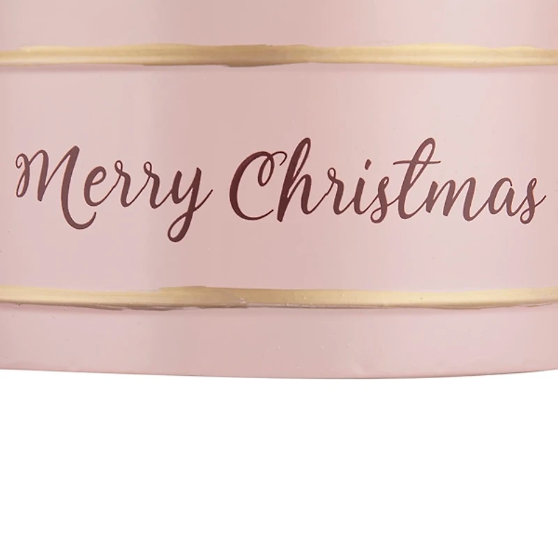 Oval Pink Iron Merry Christmas Baskets, Set of 2