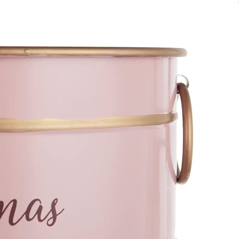 Oval Pink Iron Merry Christmas Baskets, Set of 2