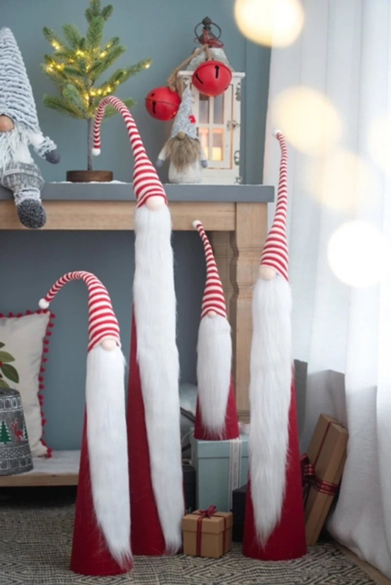 Tall Red and White Santa Gnomes, Set of 4