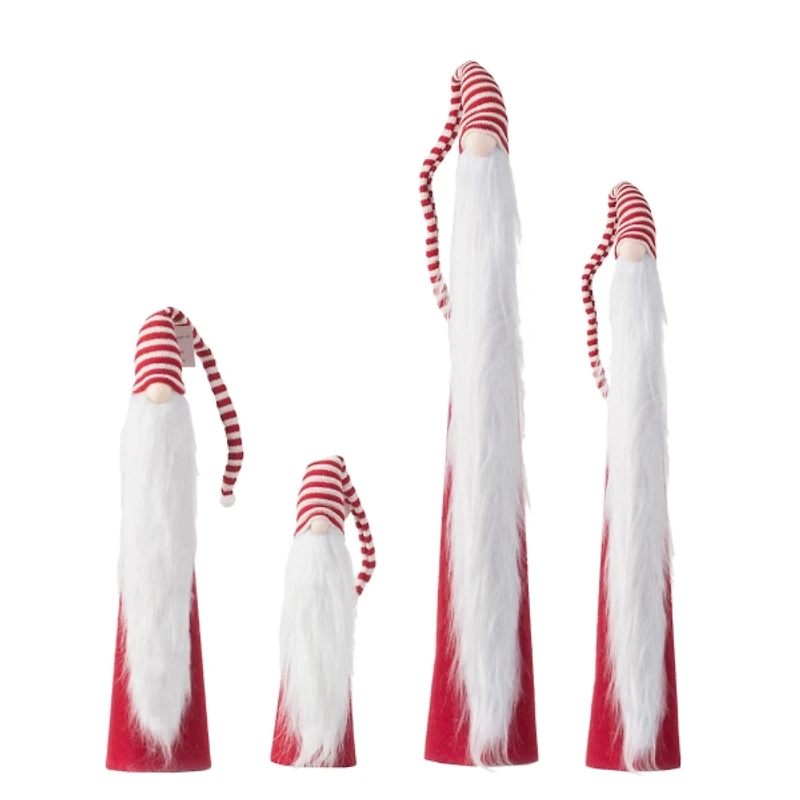 Tall Red and White Santa Gnomes, Set of 4