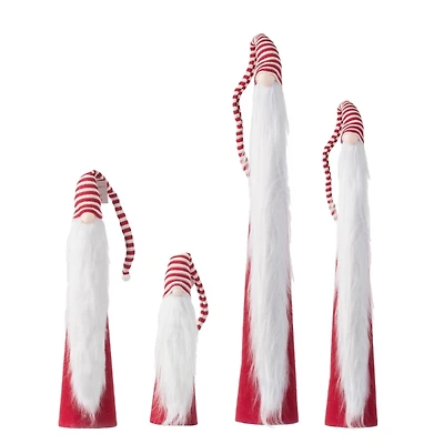 Tall Red and White Santa Gnomes, Set of 4