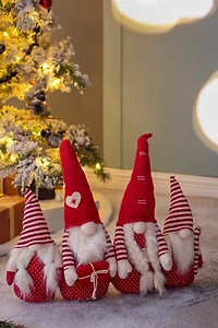 Red and White Plush Gnome Decoration