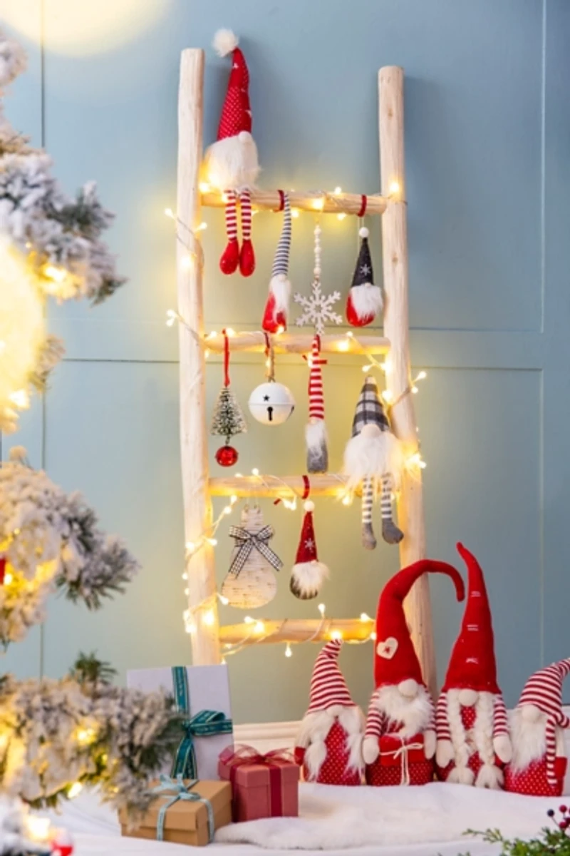 Red and White Plush Gnome Decoration