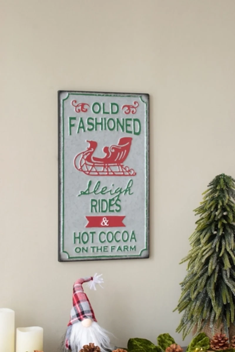 Old Fashioned Sleigh Rides Tin Wall Sign