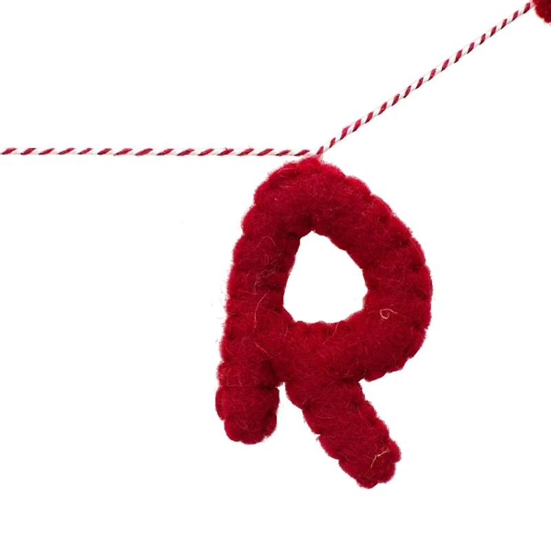 Red Wool Merry Christmas Banner