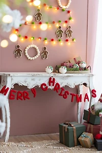 Red Wool Merry Christmas Banner