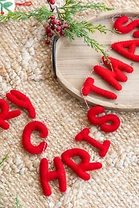 Red Wool Merry Christmas Banner