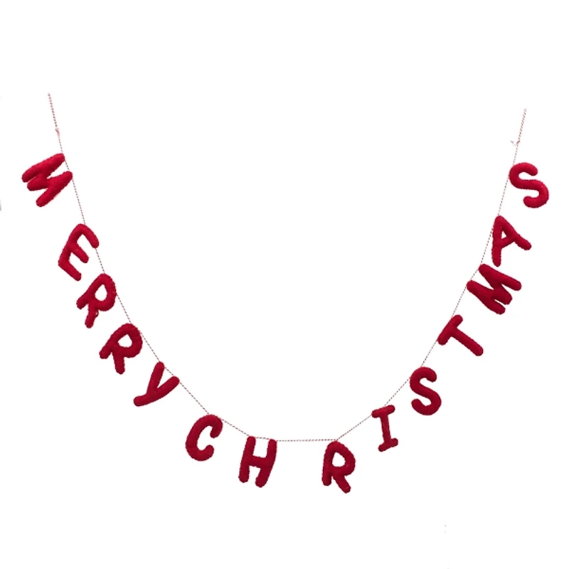 Red Wool Merry Christmas Banner