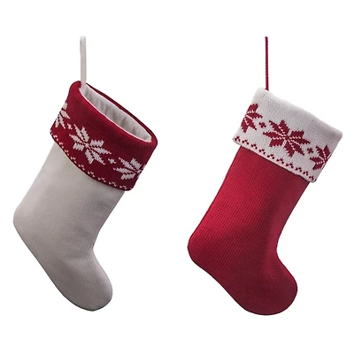 Snowflake Border Christmas Stockings, Set of 2