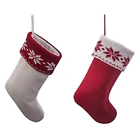 Snowflake Border Christmas Stockings, Set of 2
