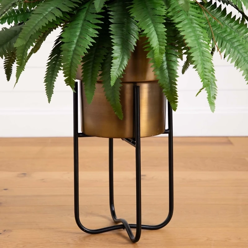 Fern in Gold Metal Planter