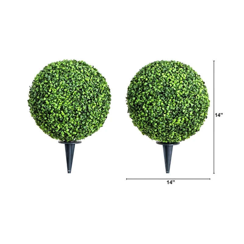 Round Outdoor Boxwood Topiaries, Set of 2