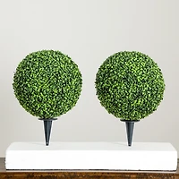 Round Outdoor Boxwood Topiaries, Set of 2