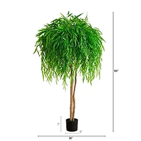 Real Touch Willow Tree in Black Planter, 5 ft.