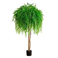 Real Touch Willow Tree in Black Planter, 5 ft.