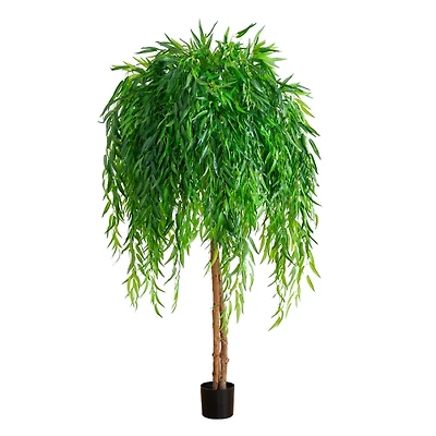 Real Touch Willow Tree in Black Planter, 6 ft.