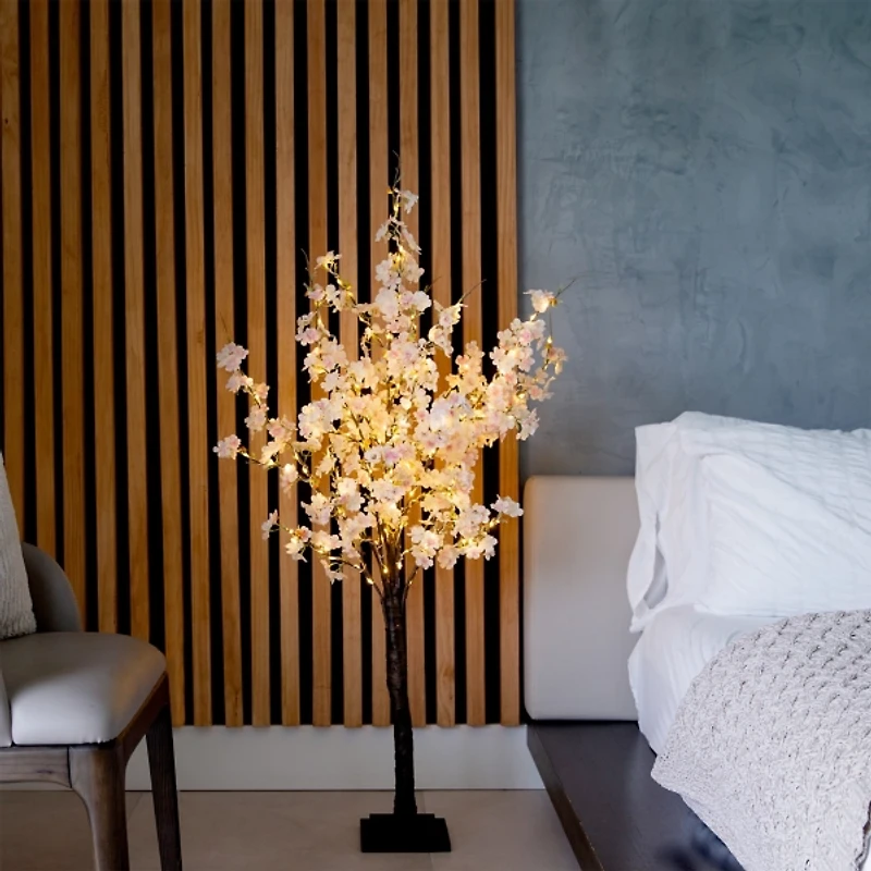 Pre-Lit Warm LED Cherry Blossom Tree, 4 ft.
