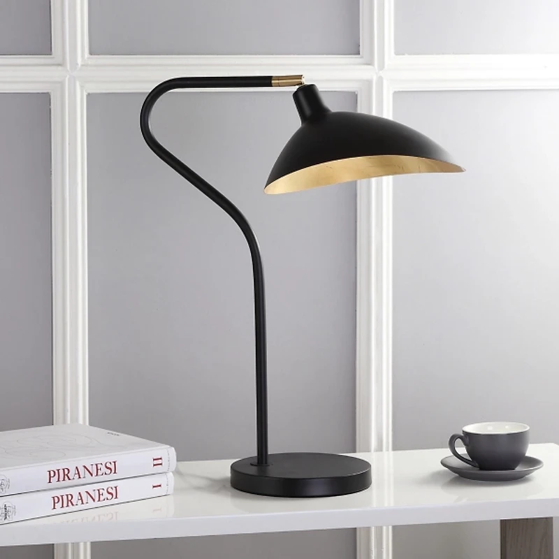 Black and Gold Curved Neck Giselle Task Lamp