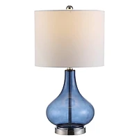 Blue Glass Curved Brooks Table Lamp