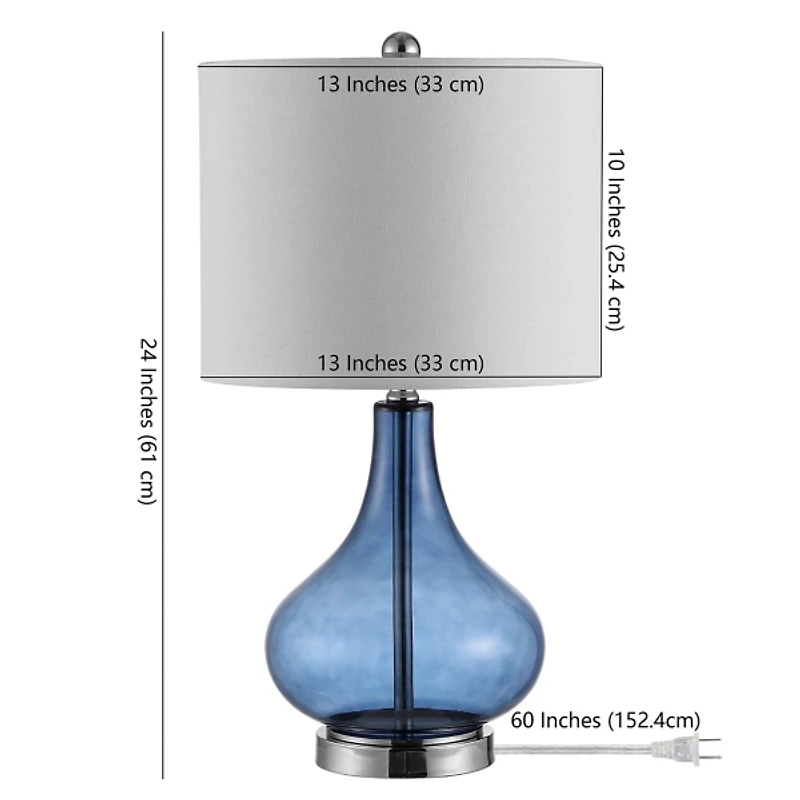 Blue Glass Curved Brooks Table Lamp