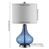 Blue Glass Curved Brooks Table Lamp