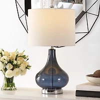Blue Glass Curved Brooks Table Lamp