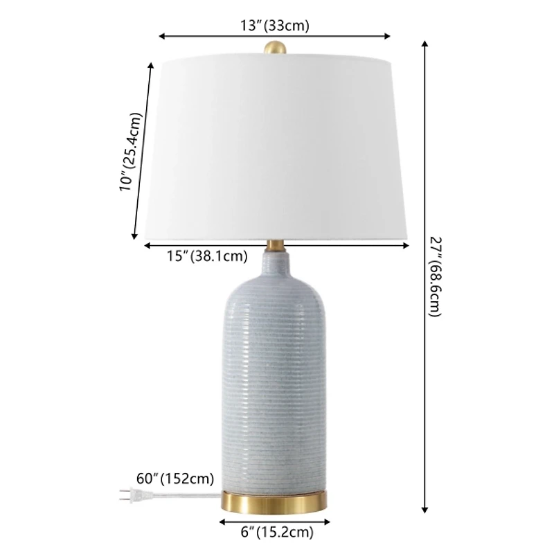Blue-Gray Striations Ceramic Table Lamp