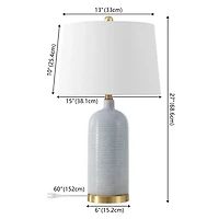 Blue-Gray Striations Ceramic Table Lamp