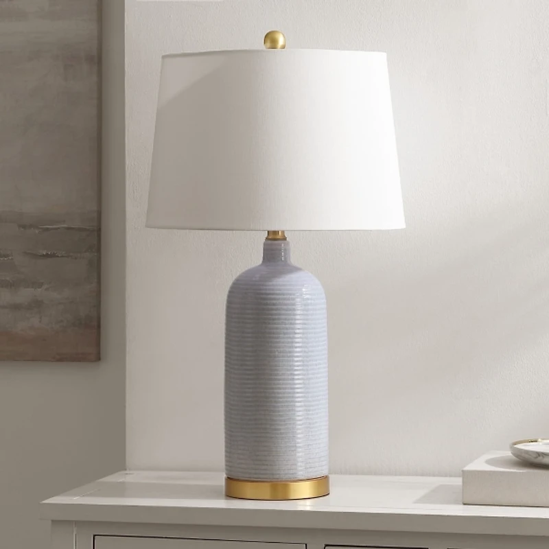 Blue-Gray Striations Ceramic Table Lamp