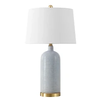 Blue-Gray Striations Ceramic Table Lamp
